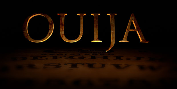 Logotipo do terror sobrenatural Ouija, sobre Brincadeira do Copo