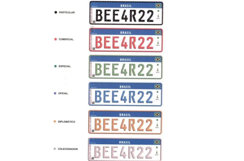 Confira como serão as novas placas de veículos no Brasil conforme o padrão do Mercosul