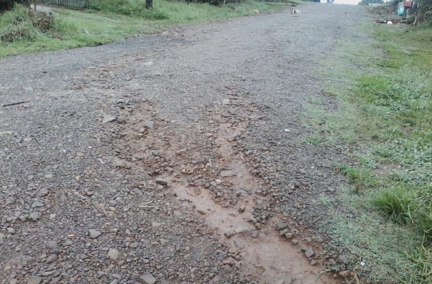 Buracos e sulcos na terra em ruas do Bairro Municipal