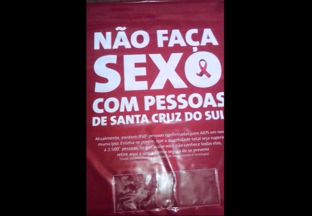 Campanha que diz “Não faça sexo com pessoas de Santa Cruz do Sul” gera polêmica