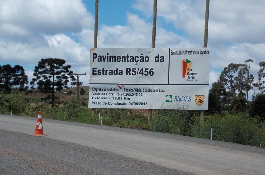 Município de Esmeralda inaugura pavimentação asfáltica da ERS 456 no sábado