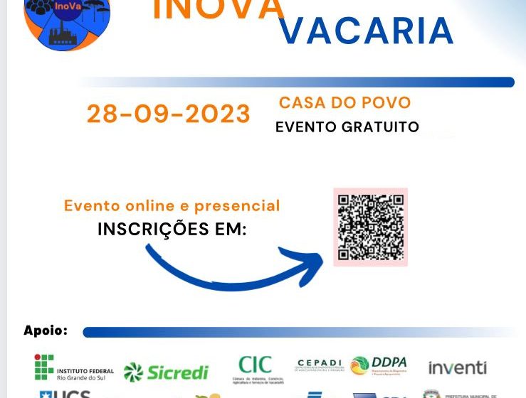  Abertas inscrições para evento gratuito sobre inovação em Vacaria