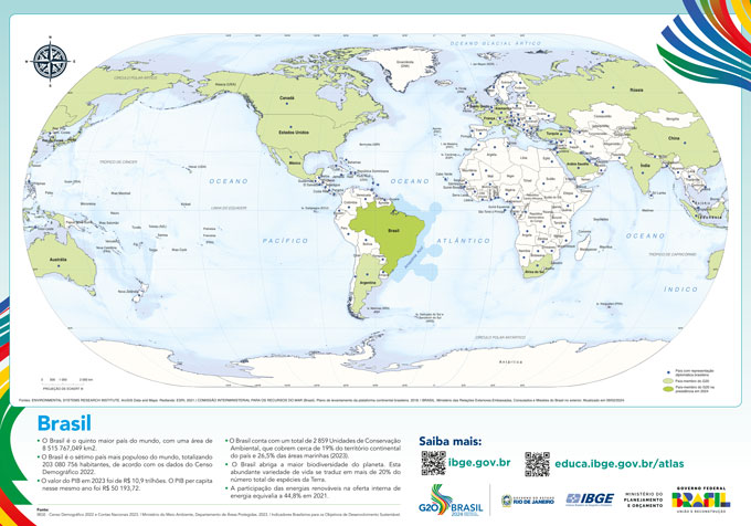  IBGE inicia a venda de Mapa-múndi com Brasil no centro